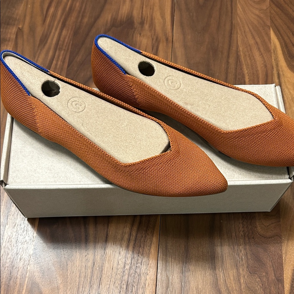 Rothy's Pointed Knit Flats — Rust Orange